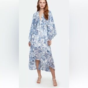 MISA LOS ANGELES Shadi Kimono Sleeve Smocked Waist Midi Dress - Size Small